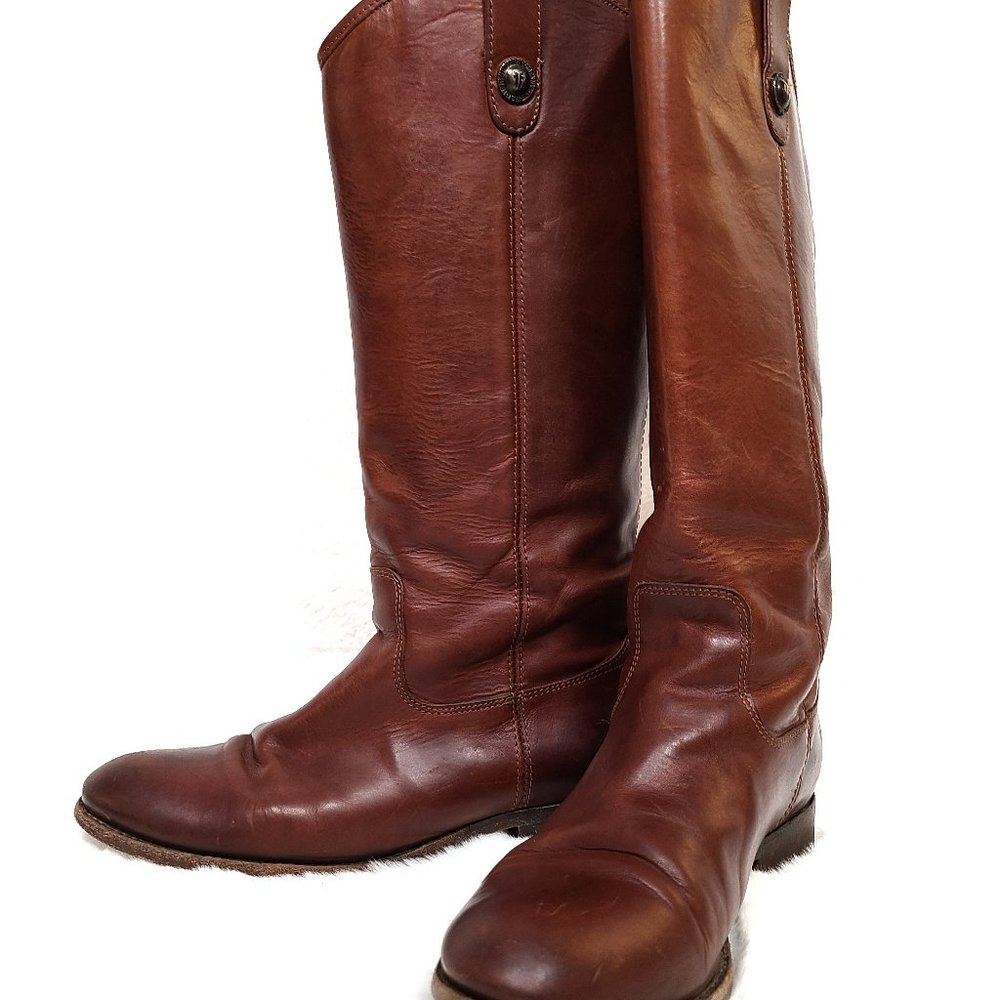 GORGEOUS FRYE Melissa Lug Leather Riding Boot, size 9.5 EXTENDED CALF